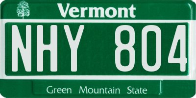 VT license plate NHY804