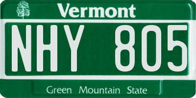 VT license plate NHY805