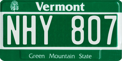 VT license plate NHY807