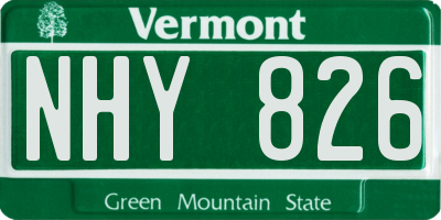VT license plate NHY826