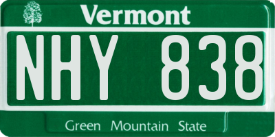 VT license plate NHY838