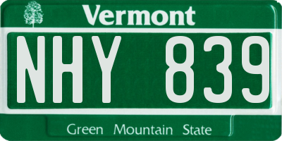 VT license plate NHY839