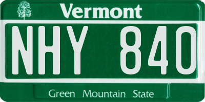 VT license plate NHY840