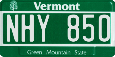 VT license plate NHY850