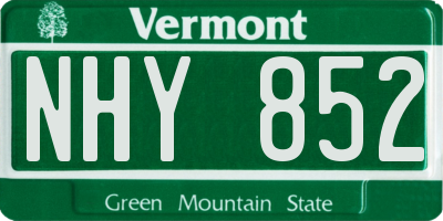 VT license plate NHY852