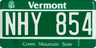 VT license plate NHY854