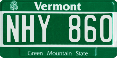 VT license plate NHY860