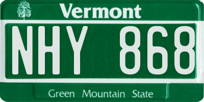 VT license plate NHY868