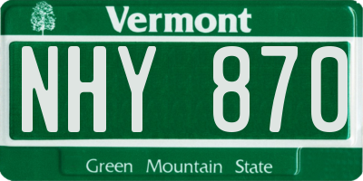VT license plate NHY870