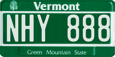 VT license plate NHY888