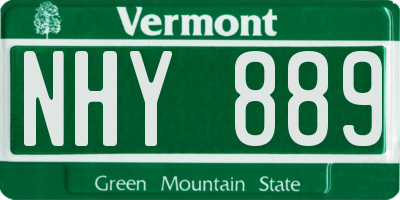 VT license plate NHY889