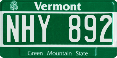 VT license plate NHY892