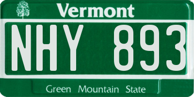 VT license plate NHY893
