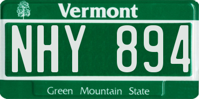 VT license plate NHY894