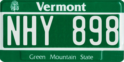 VT license plate NHY898