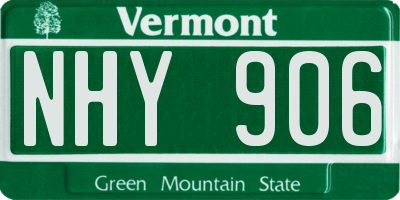 VT license plate NHY906