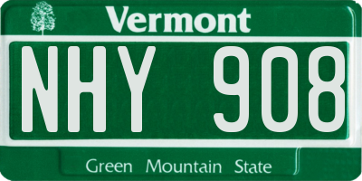 VT license plate NHY908