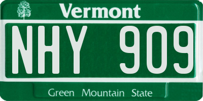 VT license plate NHY909