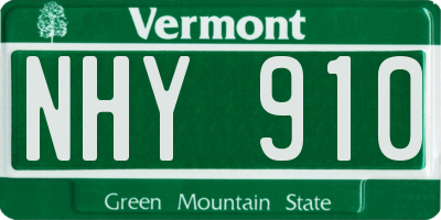 VT license plate NHY910