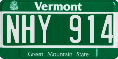 VT license plate NHY914