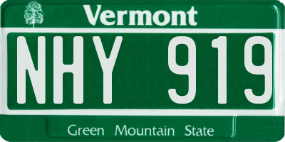 VT license plate NHY919