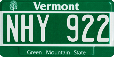 VT license plate NHY922