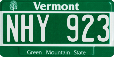 VT license plate NHY923