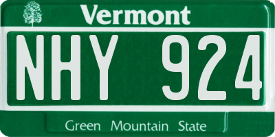 VT license plate NHY924
