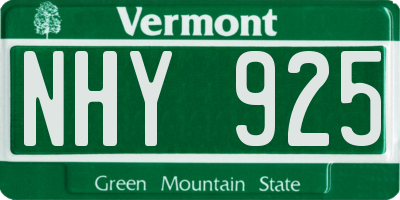 VT license plate NHY925