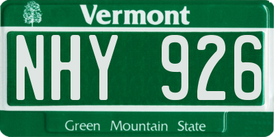 VT license plate NHY926