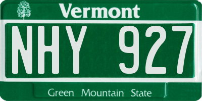 VT license plate NHY927