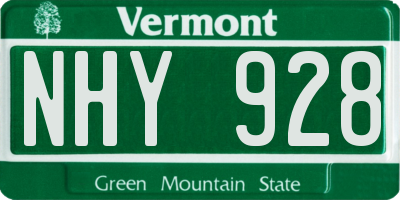VT license plate NHY928