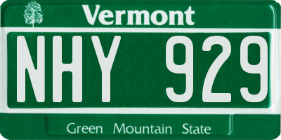 VT license plate NHY929