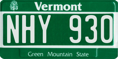 VT license plate NHY930