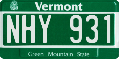 VT license plate NHY931