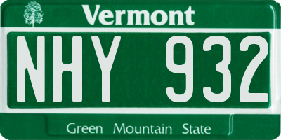 VT license plate NHY932