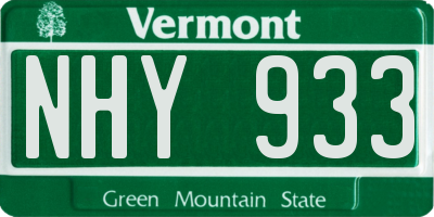 VT license plate NHY933