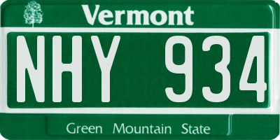 VT license plate NHY934