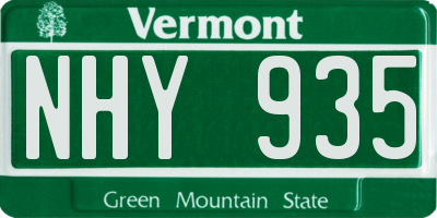 VT license plate NHY935