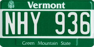VT license plate NHY936