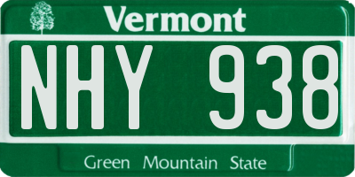 VT license plate NHY938