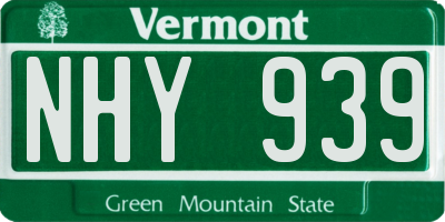 VT license plate NHY939
