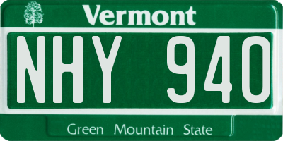 VT license plate NHY940
