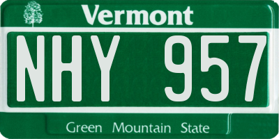 VT license plate NHY957