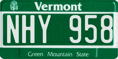 VT license plate NHY958