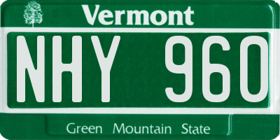 VT license plate NHY960