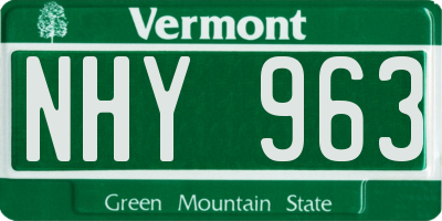 VT license plate NHY963