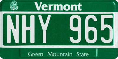 VT license plate NHY965