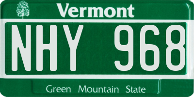 VT license plate NHY968