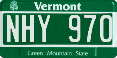 VT license plate NHY970